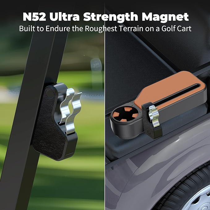 Upgraded Golf Cart Armrest with Cup Holder – Wide Comfort Pad, Universal Fit for EZGO, Club Car, Yamaha – Waterproof, Tool-Free Install, Fits 1" & 1.25" Square Tubes