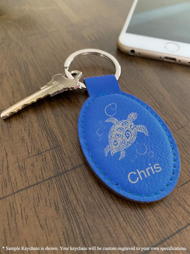 LaserGram Oval Keychain, Sunflowers, Personalized Engraving Included