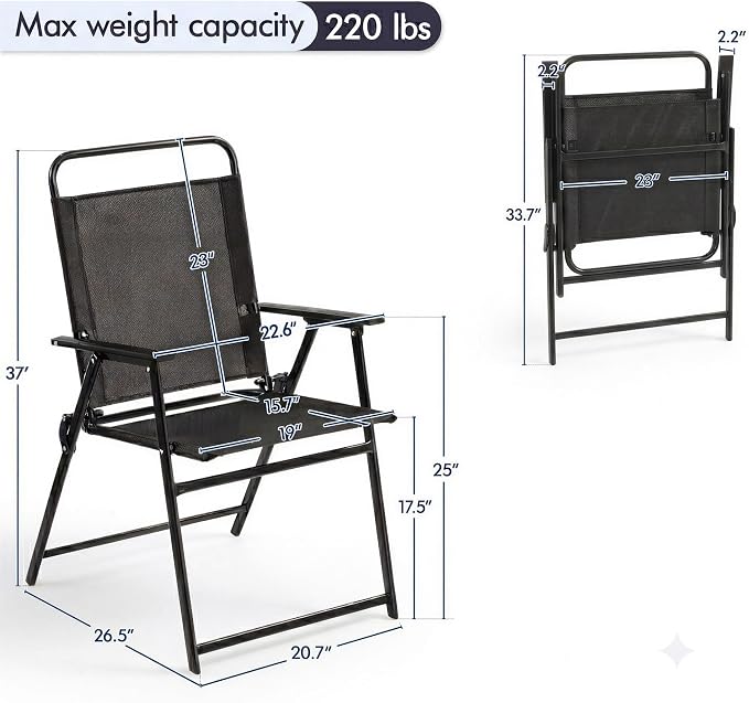 Yaheetech Outdoor Patio Chairs Set of 2, Folding Lawn Chair, no assembly - Image 3