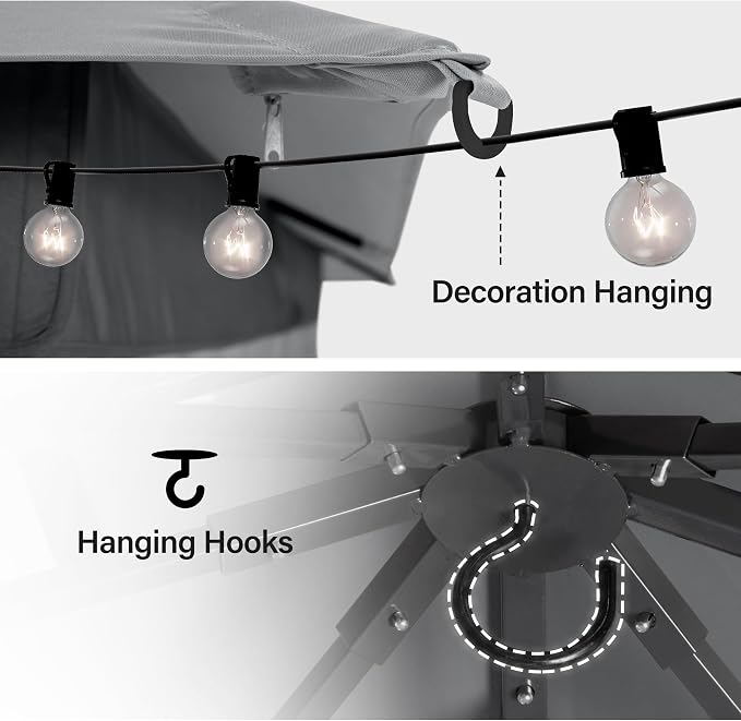 10'x20' Outdoor Gazebo, Metal Frame Heavy Duty Patio Canopy Tent Shelter - Image 5