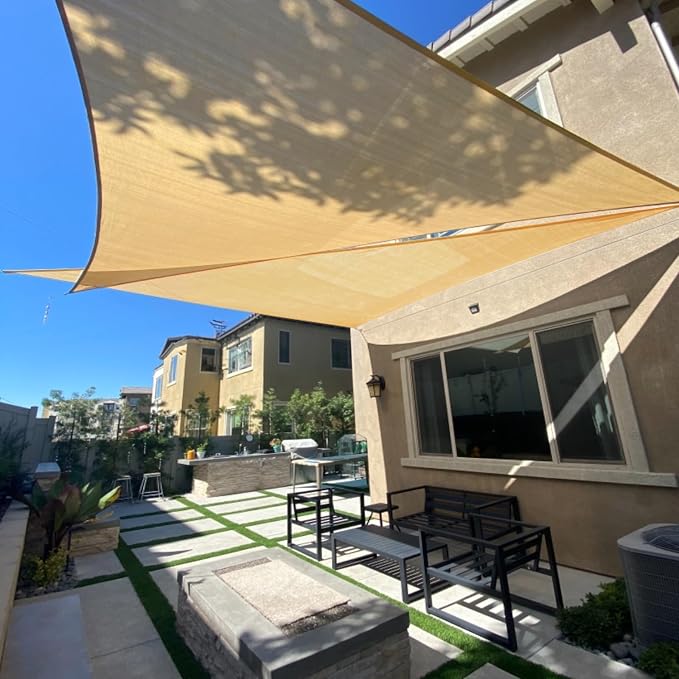 Sun Shade Sail 12' x 12' x 17' Sand Triangle Shade Canopy | Outdoor sun shade by SUNLAX