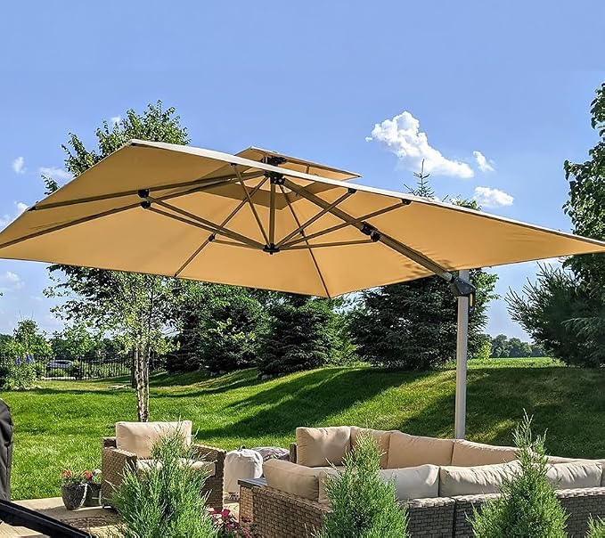 PURPLE LEAF Cantilever Outdoor Umbrella 11' x 11' Large Double Top, 3-Yr - Image 3