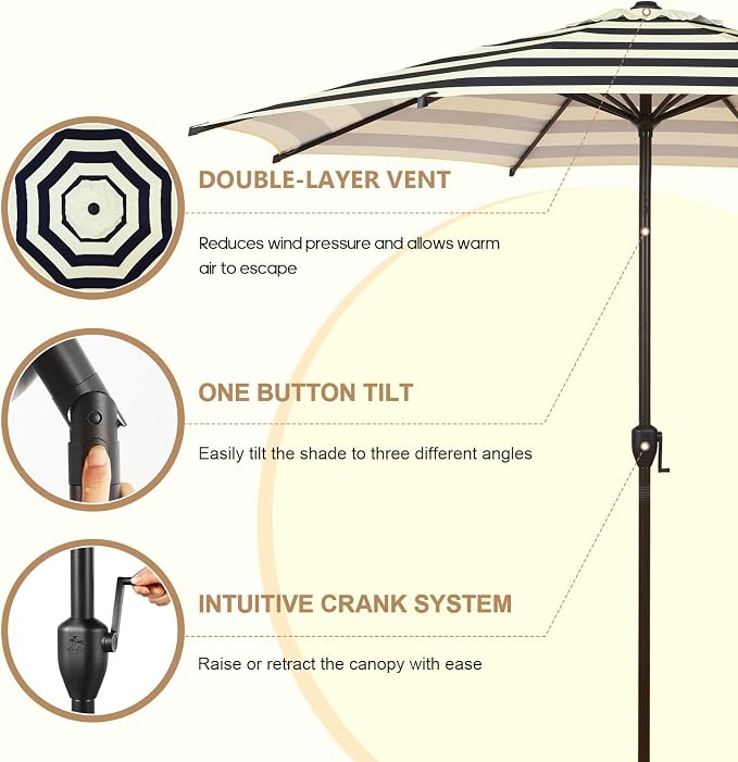 Abba Patio 9FT Lyon Outdoor Patio Umbrella Outdoor Table Umbrella - Image 4