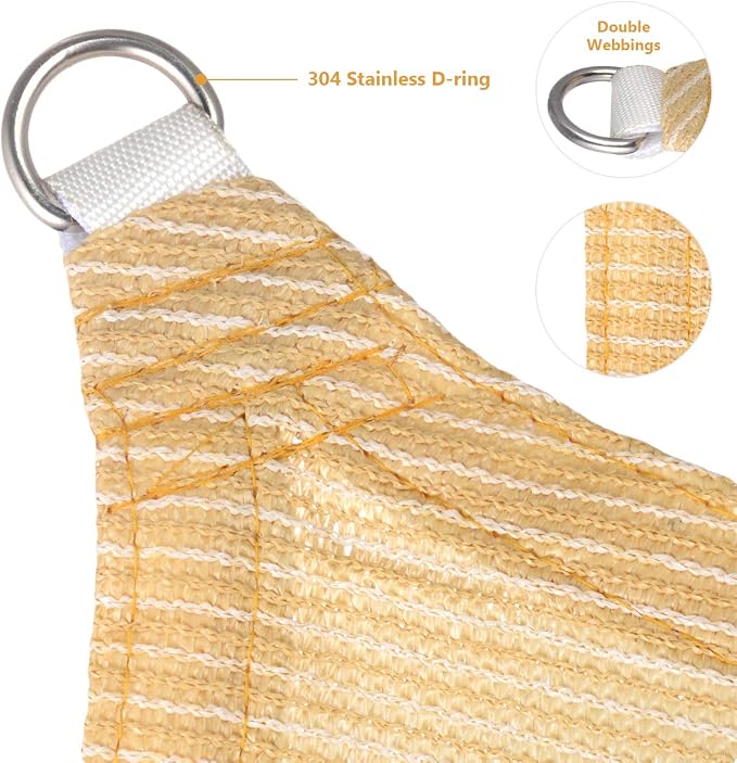 Eden's Decor Straight Flat-Edged 5' x 20' Beige Sun Shade Sail Rectangular - Image 2
