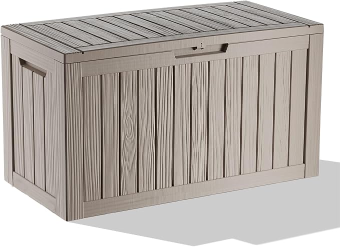 80 Gal Resin Outdoor Storage Box Waterproof Lockable Deck Box | UV-resistant by EASYUP