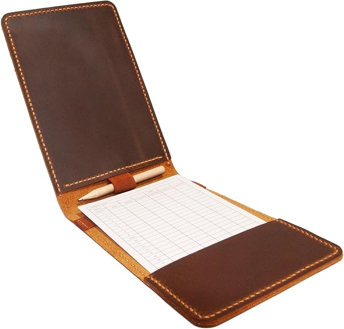 Leather Golf Scorecard & Yardage Book Holder, Personalized Golf Gift, Yardage Book Holder, Gifts for Dad, Gifts for Golfers (Pattern # 2)