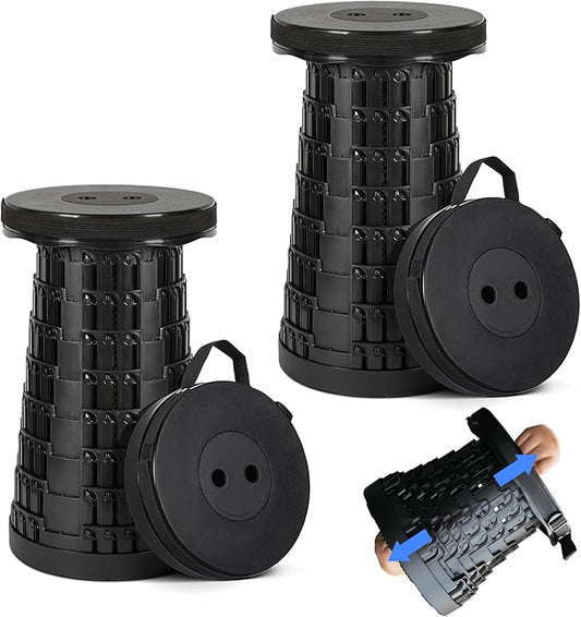 Upgraded Collapsible Stool 2-Pack, 620lbs Max Weight, Lightweight Yet Sturdy, Portable Retractable Foldable Telescoping Camping Stool for Adults Outdoor Fishing Hiking Travel BBQ