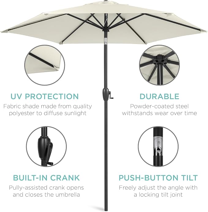 Best Choice Products 7.5ft Heavy-Duty Round Outdoor Market Table Patio Umbrella - Image 5
