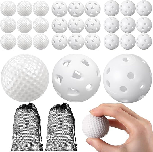 30 Pack Practice Golf Balls 42mm Rubber EVA Plastic Golf Training Ball High Visibility for Easy Tracking, Limited Flight, Hollow Airflow for Home Backyard Indoor or Outdoor