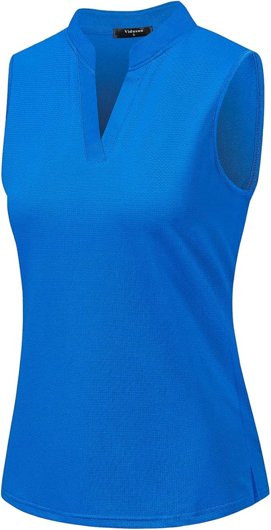 Womens Sleeveless Golf Polo Shirts Lightweight Tennis Sport Tops