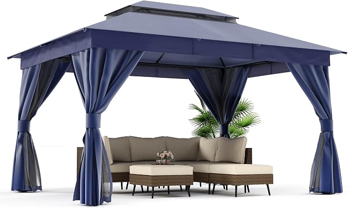 10'x13' Outdoor Gazebo, Metal Frame Heavy Duty Patio Canopy Tent Shelter - Image 4