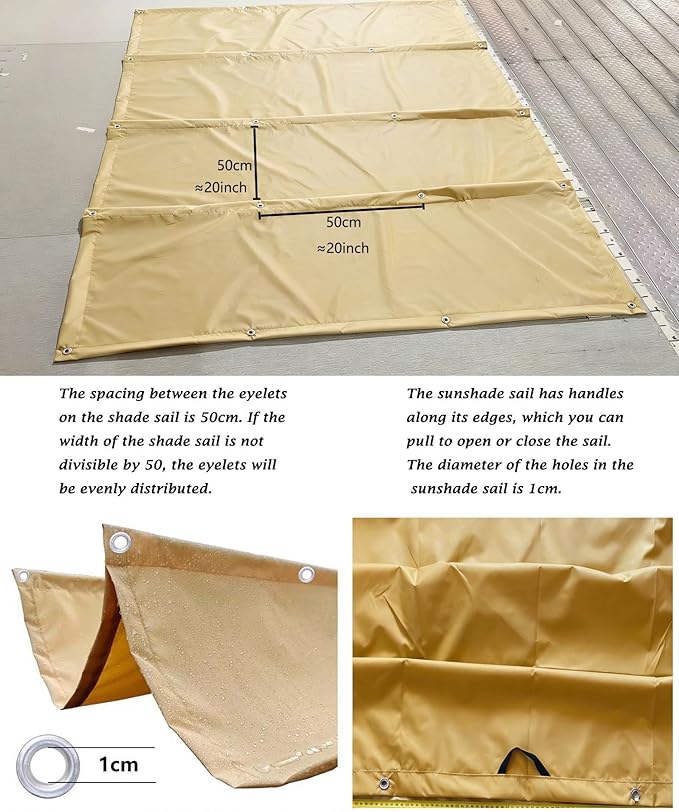 Sun Shade Sail Retractable Wave Waterproof 8' x 24' Shade Cloth Waterproof - Image 4
