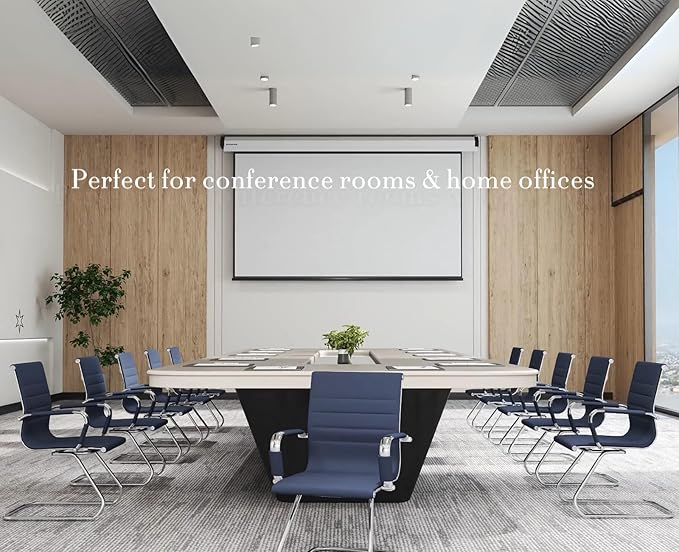 CIMOTA Waiting Room Chairs Leather Office Guest Chair Mid Back Reception Chairs with Sled Base for Meeting/Patient/Conference Room, Navy Set of 6