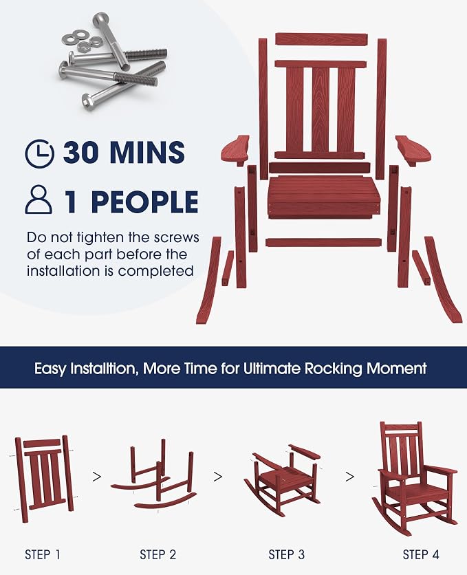 Oversized Outdoor Rocking Chair, All-Weather Patio Rocking Chairs - Image 6