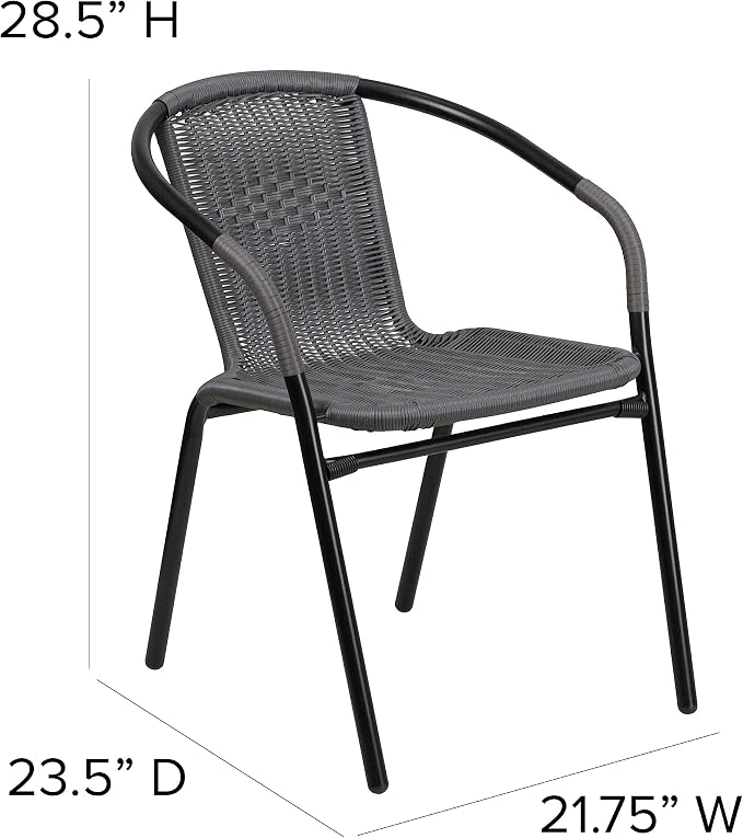 Flash Furniture Lila Modern Rattan Indoor/Outdoor Stackable Dining Chairs - Image 3