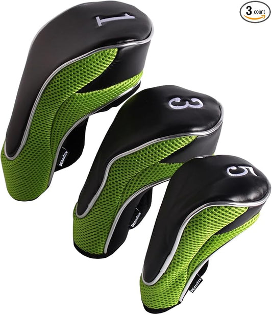 Andux Golf Club Driver Wood Head Covers with Hook & Loop Set of 3