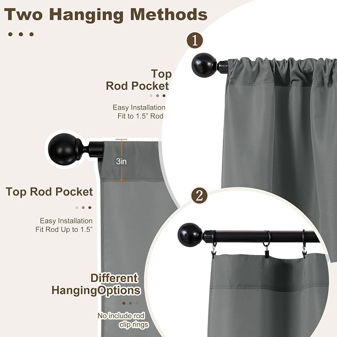 Outdoor Curtains for Patio Waterproof Rod Pocket 6 Pcs 54x120 Inch Grey | - Image 3