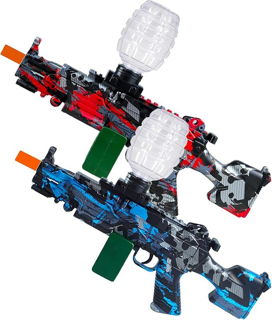 2 Set Electric Blaster Toys, Splatter Blasters with Auto and Manual Dual Mode, and Goggles, Ages 14 & Up (Red + Blue)
