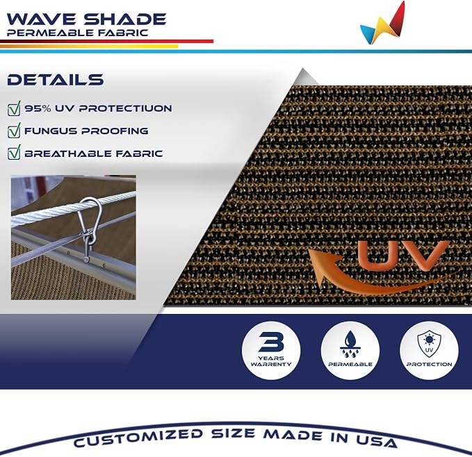 Windscreen4less 7' x 25' Retractable Sun Shade Canopy Cover Sliding Wave Shade - Image 3
