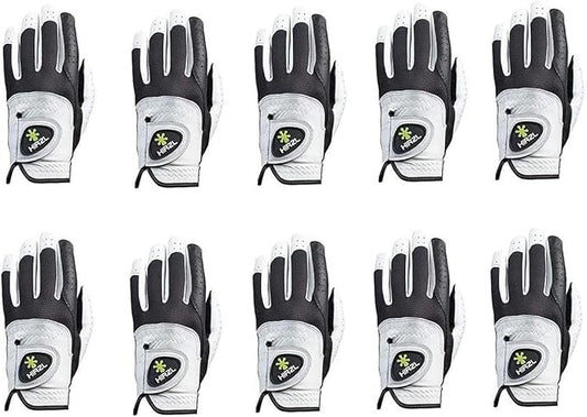 HIRZL Trust Control 2.0 Golf Gloves, All Weather Mens Golf Glove, White/Black, Kangaroo Leather Palm, Cabretta Leather Backhand, Trusted by Pro’s, Sweat Free, Ultimate Grip