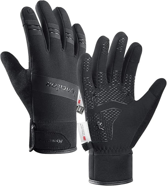 FOXLVDA 10℉ Winter Gloves Men Women, Waterproof Windproof Thermal Touch Screen with Non-Slip Grip and Warm Lining for Cold Weather Cycling Driving Hiking Running Golf Ski Snow Ski Sports Daily Work