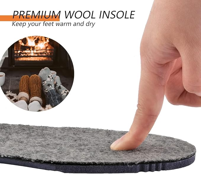 Thick Merino Wool Insoles for Women Fur Fleece Shoes Inserts Memory Foam Cushion Comfort Warm Sheepskin Insoles for Winter Snow Boots Slippers Grey 38EU,US7