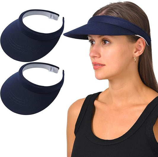 2 Pack Visor Women Men Sun Hat Clip On Visors Adjustable Sport Wide Brim Cap