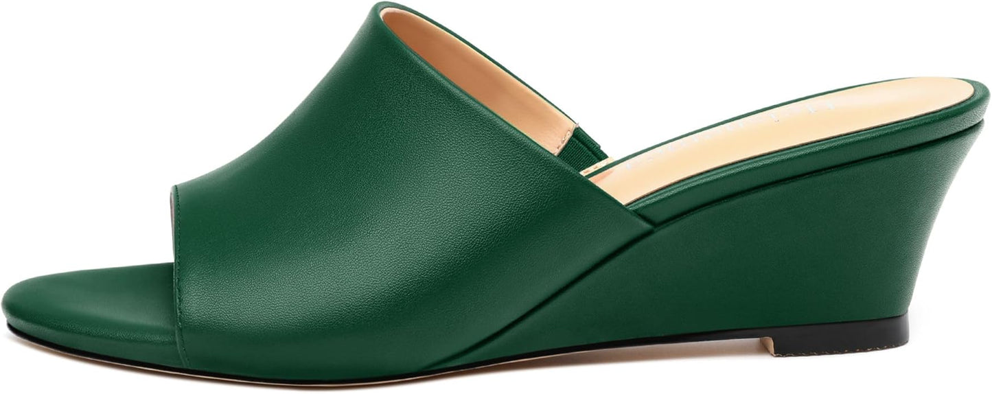 Wedge Sandals for Women Open Toe Wedge Heels Womens Matte High Heel Sandal Round Toe Heeled Wedge Sandals Slip on Casual shoes 2 inch