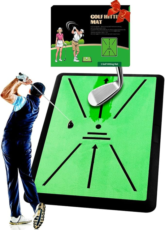 Golf Hitting Mat - 16"x12" Golf Practice Mat Golf Turf Mat, Swing Path Feedback System, Non-Slip Rubber Base, Practice/Training Gifts | Indoor/Outdoor Use Golf Gift for All Skill Levels