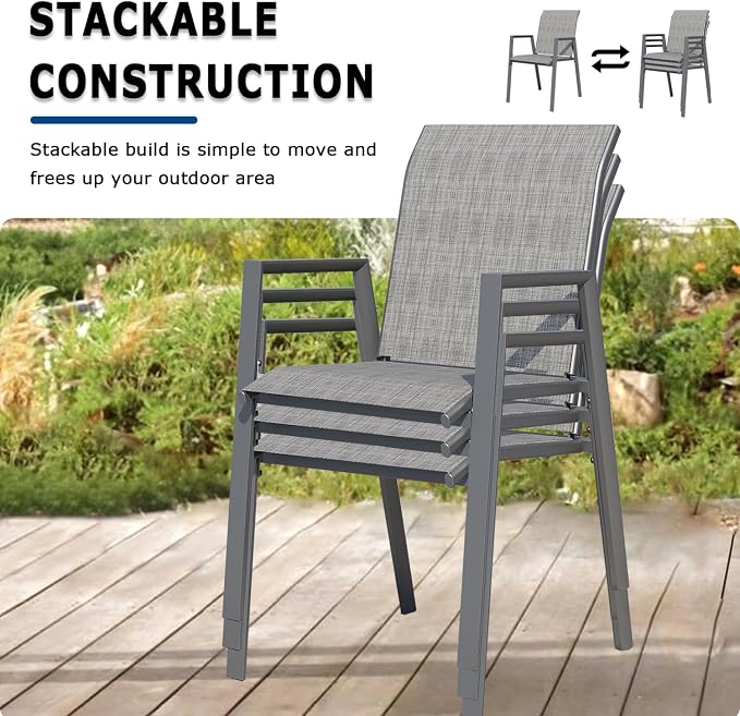 Outdoor Patio Chairs Set of 8, Lightweight Patio Set - Image 2