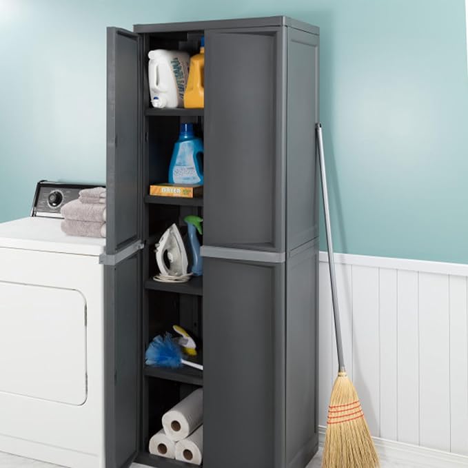 Sterilite 4 Shelf Cabinet, Durable Plastic Storage Solution, 1 Pack | - Image 7