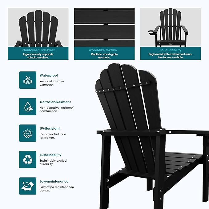 THOEOE Stackable Adirondack Chair Set of 6, Fire Pit Chairs, Space Saving - Image 6