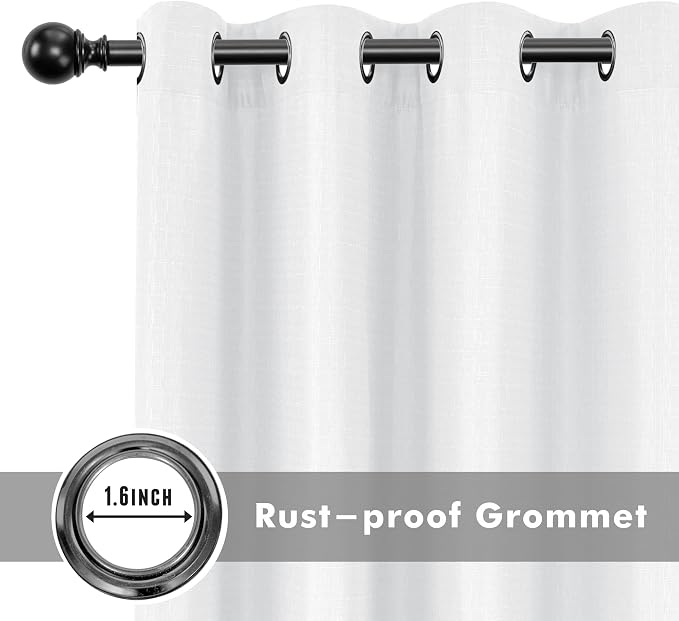 Linen Outdoor Curtains for Patio Waterproof 4 Pcs 54x95 In White | Light - Image 4