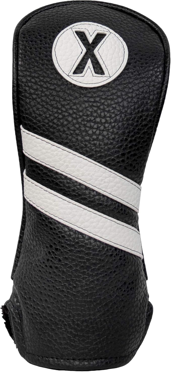 ProActive Sports | Vintage Golf Club Head Covers | for Drivers, Fairway Woods, and Hybrids | Classy Headcovers That Fit Most Clubs | Classic Leather Look | X Hybrid Headcover | Black/White