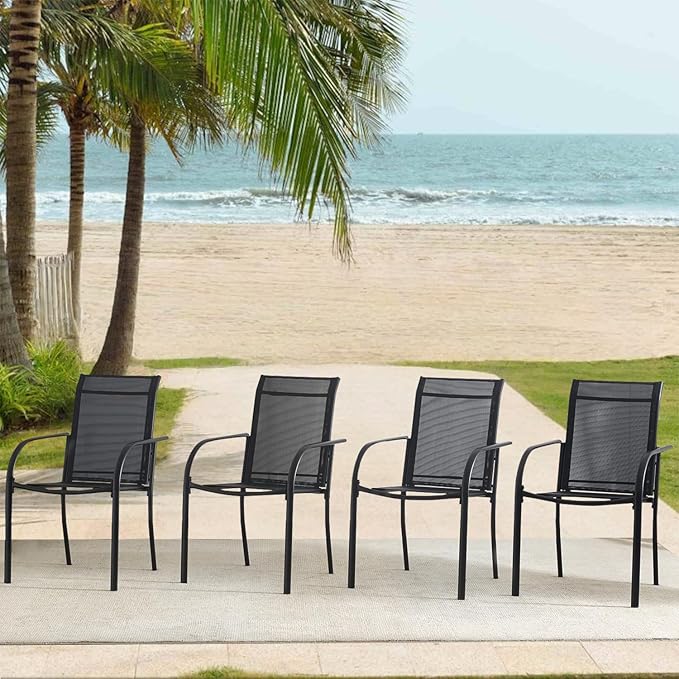 Outdoor Dining Chairs Set of 4, Stackable Patio Chair by Seekverse