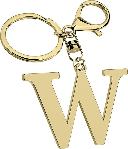 Stainless Steel Gold Letter A-Z Keychain for Women Men, Initial Letter Pendant with Key Ring, Charms for Key Backpack Bag