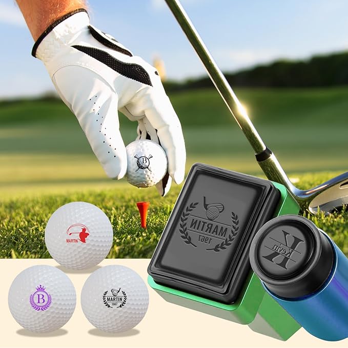 Personalized Golf Ball Stamp Custom Name Golf Ball Stamper Marker with Monogram Waterproof Ink Golf Accessories Gift for Golfer Women Men Dad Husband