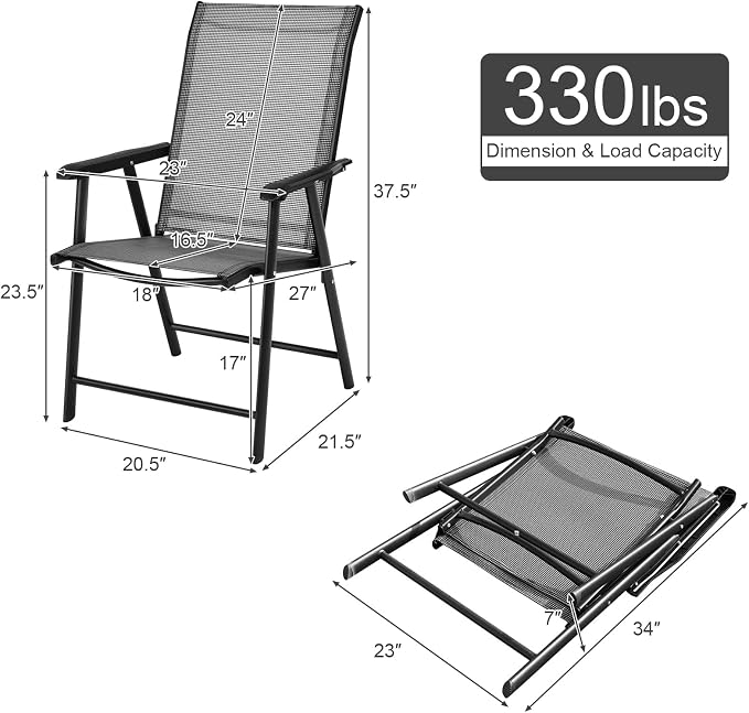GIANTEX Set of 2 Patio Folding Chairs, Outdoor Chairs - Image 3
