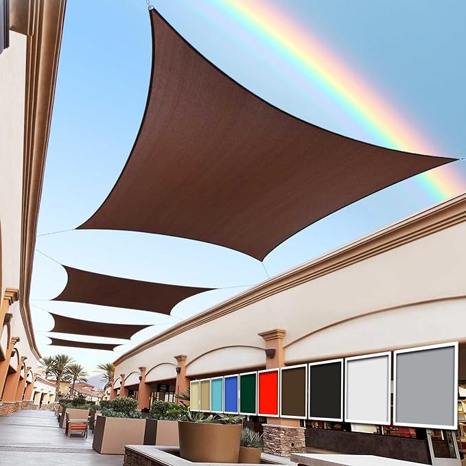 Royal Shade 18' x 18' Custom Size Brown Rectangle Sunshade Sail by RoyalShade
