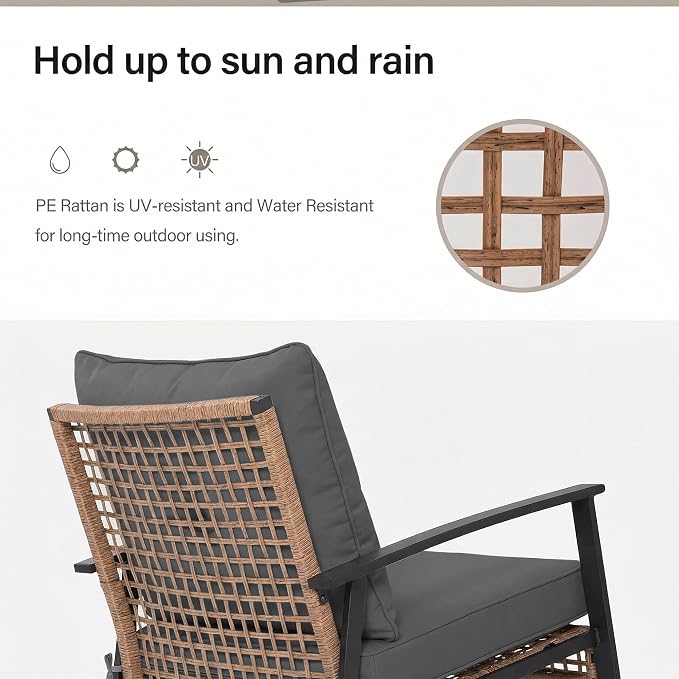 3-Piece Rocking Bistro Set, Outdoor Patio Furniture - Image 4