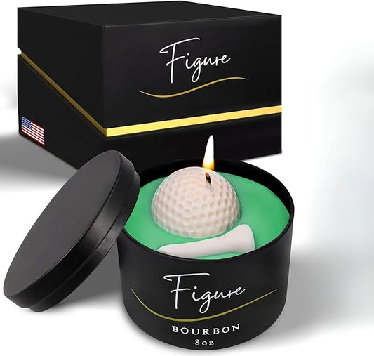 All-Natural Golf Candle – Apple Bourbon Scent | Hand-Poured in The USA | Beeswax & Soy Wax | Essential Oils | 100% Beeswax Wick | Premium Gift Box | Candle Gifts for Men & Women