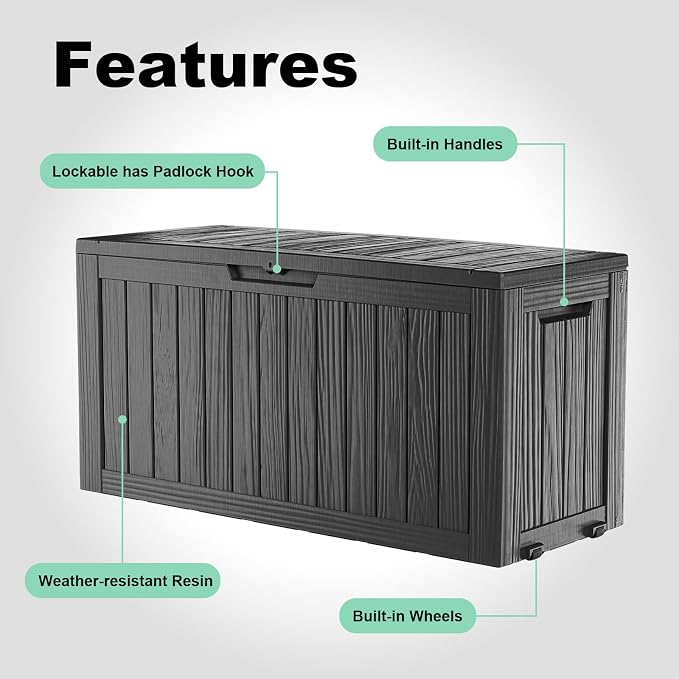 90 Gal Waterproof Outdoor Storage Box UV Resistant Deck Box | Large resin - Image 5