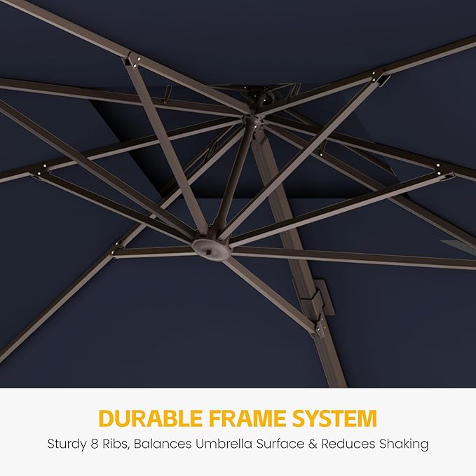 9x12 FT Patio Cantilever Umbrella, Rectangular Heavy Duty Offset Umbrella - Image 4