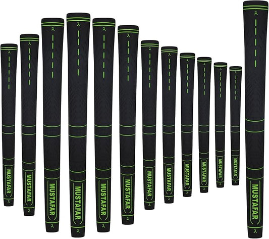 MUSTAFAR Premium Rubber Midsize Golf Grips 13 Pack -Enhanced Traction and Comfortable,Durable Golf Club Grips 4 colors Available