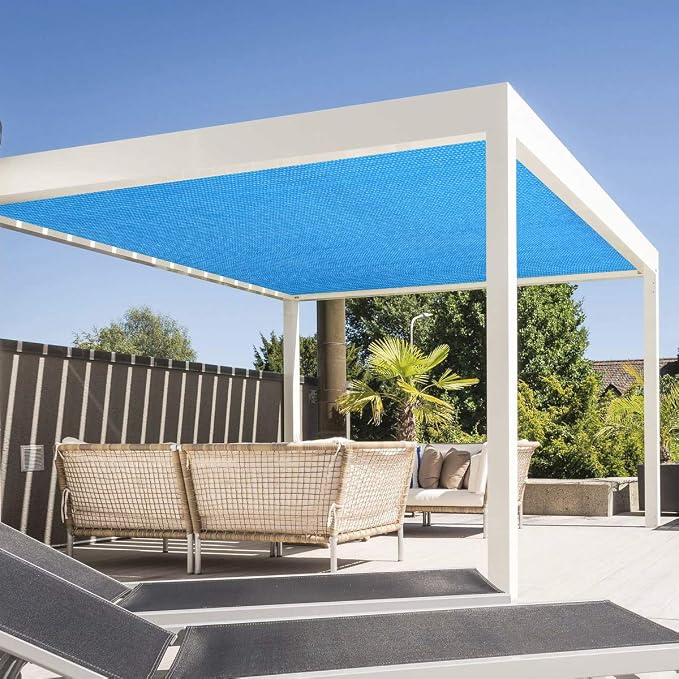 Eden's Decor Straight Flat-Edged 7' x 14' Blue Sun Shade Sail Rectangular - Image 6