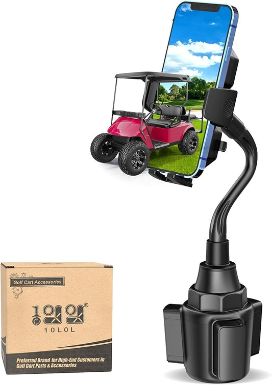 10L0L Golf Cart Phone Holder, Universal Cup Holder Phone Mount for All 4.0-6.8" Cellphones, for Yamaha EZGO Club Car and Car, Truck, Etc - Ultra-Sturdy & Non-Shaking