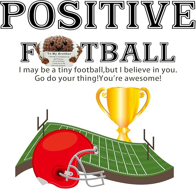 Mini Handmade Crochet Football Birthday Gift for Brother, Emotional Support Football Inspirational Gift for Brother