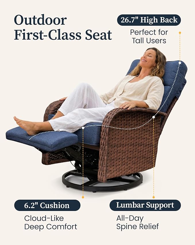 Resort-Grade Recliners Patio Furniture, 6.2" Ultra Thick Cushions | Heavy Duty - Image 4