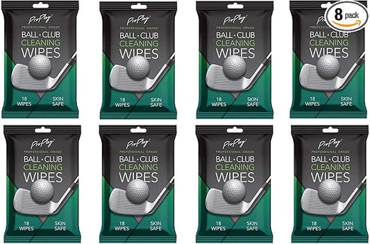 ProPlay Ball & Club Cleaning Wipes | Powerful Cleaner Removes Dirt, Grass, and Sand | Convenient, Resealable Pack - Unscented 8 Pack