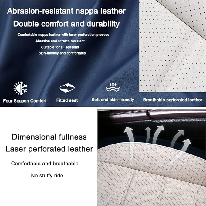 Leather Car Seat Covers for Volkswagen Golf SportWagen 2015-2019,Waterproof Soft Seat Covers,Interior Accessories Seat Covers Protector Airbag Compatible(5pcs Black Standard)